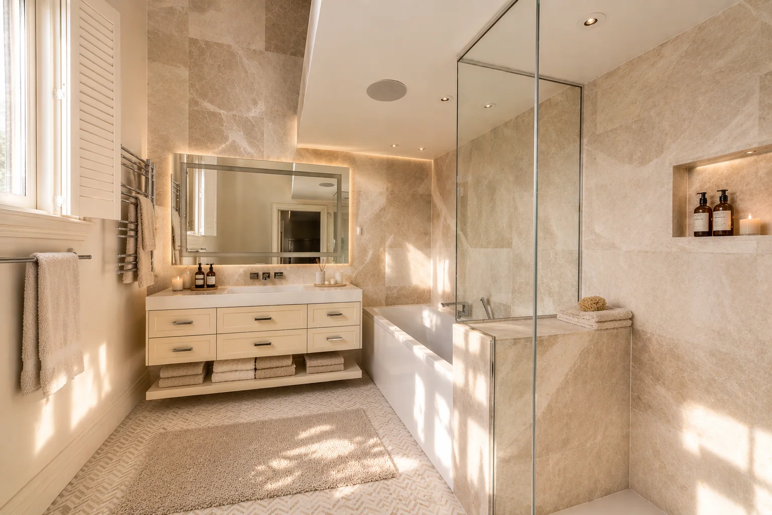 Master Bathroom — Stone & Brass — Lancaster Gate, London