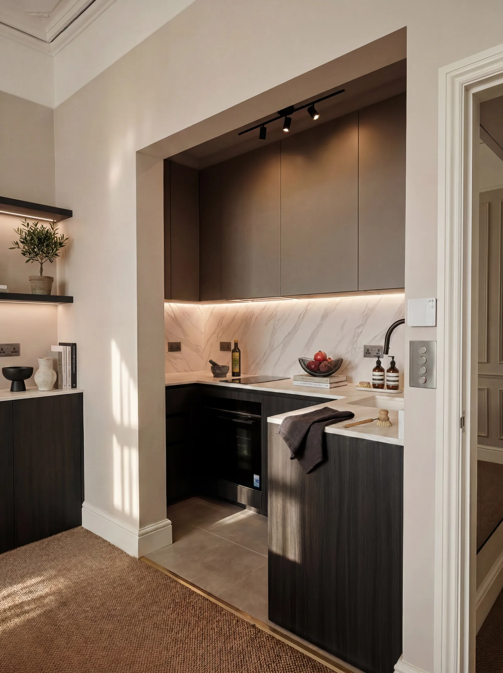Kitchen — open-plan through wall opening — Pembridge Crescent