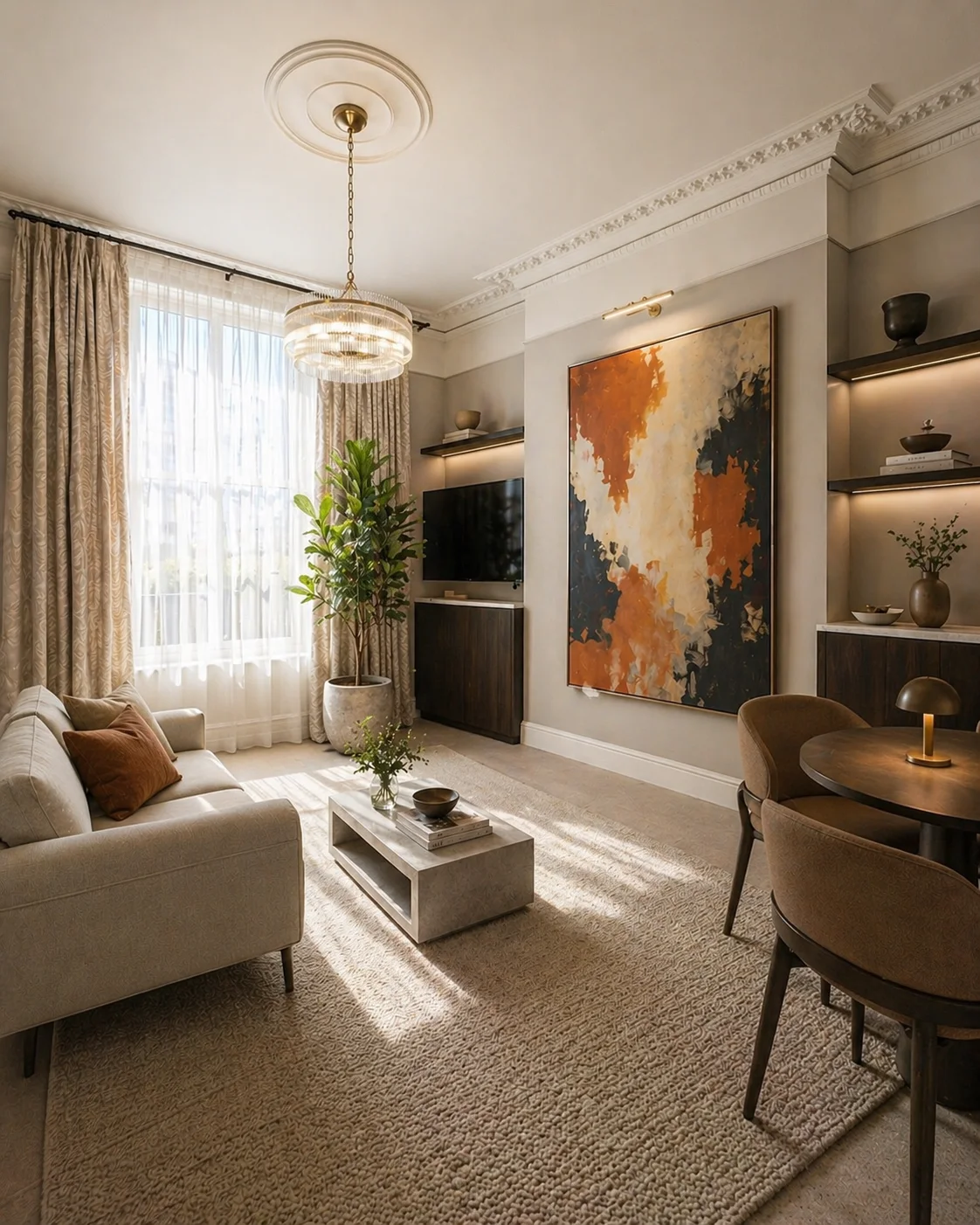Elegant living room in Pembridge Crescent Notting Hill W11 — interior design by Maria Morgan Studio